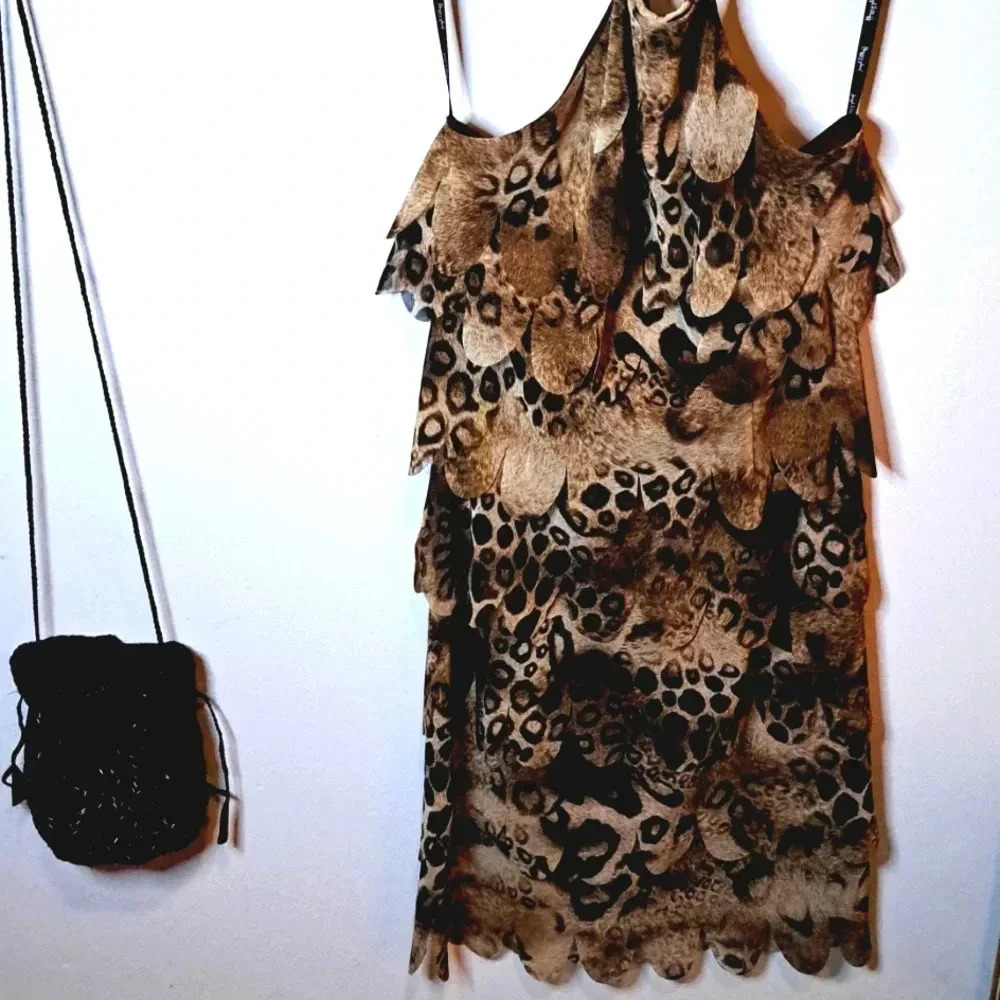 # 4 Joseph Ribkoff Animal Print Halter Dress Wow!